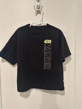 GAP Black Star Wars Vader Graphic Tee with Neon Yellow Logo